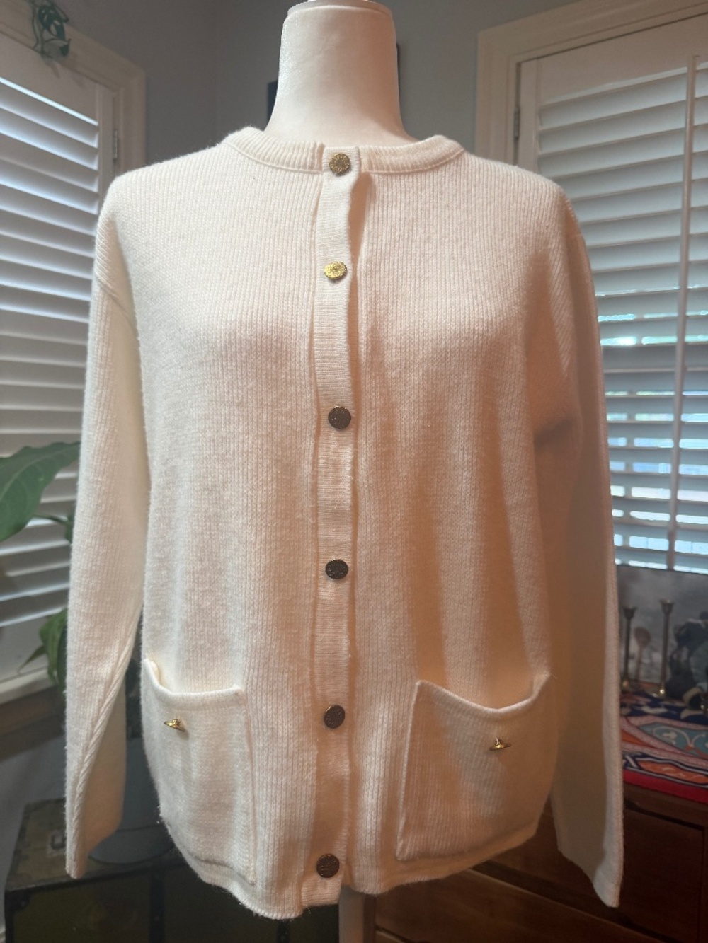 Vintage sweet red ivory cardigan